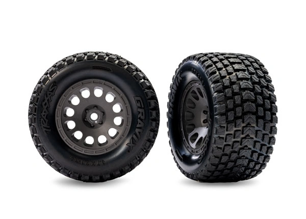 Traxxas Gravix framdäck med fälg 2.1/2.6 tum charcoal gray vänster höger
