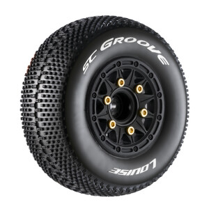Louise SC-GROOVE däck 1/10 short course soft svart fälg multi hex 12mm 14mm 17mm
