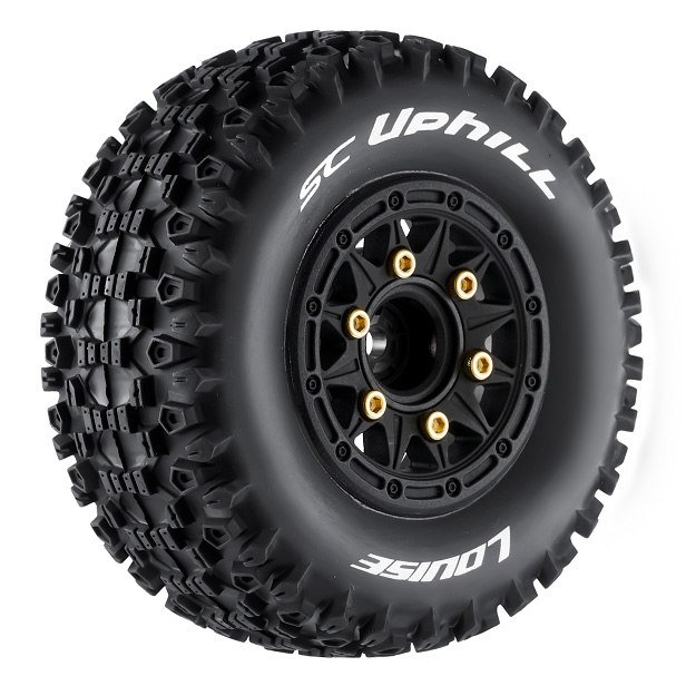Louise SC-UPHILL däck 1/10 short course soft svart fälg multi hex 12mm 14mm 17mm