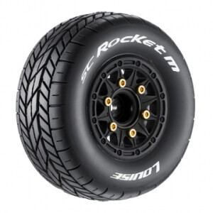 Louise SC-ROCKET 1/10 Short Course däck soft 12 14 17mm hex svart fälg