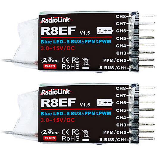 Radiolink T8FB Mode-2 RC Sändare med 2x R8EF Mottagare - Bild 3